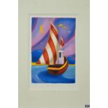 ADAM BARSBY 'LOVE SETS US FREE', a sailing boat under a colourful sky, a limited edition print 374/