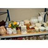 A LARGE QUANTITY BOWLS, JARDINIERES, JUGS, VASES etc, to include 'Fortnum & Mason' items,