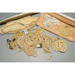 A QUANTITY OF COSTUME JEWELLERY, pearls, etc