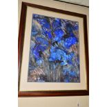 ARTHUR BERRY (1925-1994) abstract still life of blue flowers, signed top left, dated (19)88