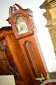 A REPRODUCTION MAHOGANY LONGCASE CLOCK, the brass dial with Roman numerals and marked ECS