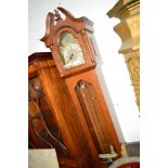 A REPRODUCTION MAHOGANY LONGCASE CLOCK, the brass dial with Roman numerals and marked ECS