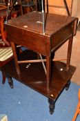 A MAHOGANY COFFEE TABLE and an oak drop leaf occasional table (2)