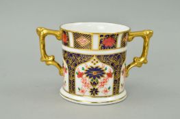 A ROYAL CROWN DERBY OLD IMARI LOVING CUP, '1128' pattern, height 7.5cm