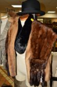 A PALOMINO MINK JACKET, together with a mink stole with mink tails, another stole and a boxed