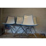 A SET OF FOUR SCAB DESIGN SWIVEL ZEBRA BILOCORE CHAIRS, white and pale blue, raised on four chrome