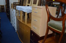 A MAHOGANY CHEST OF SIX DRAWERS and a beech three drawer bedside chest (2)