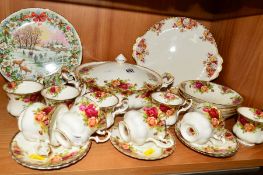 ROYAL ALBERT 'OLD COUNTRY ROSES' TABLEWARES to include tureen, four bowls (seconds), nine coffee