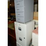 TWO METAL TWO DRAWER FILING CABINETS and a metal six drawer file unit (3)
