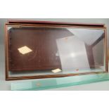 A GLASS FRONTED WALL MOUNTED WOODEN DISPLAY CASE, with five adjustable glass shelves,