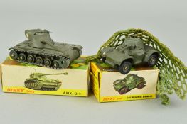 A BOXED FRENCH DINKY TOYS DAIMLER ARMOURED CAR, No.676, complete with aerial and camouflage net,