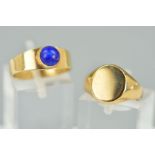 TWO RINGS, the first a signet ring, 9ct hallmark for Birmingham, ring size K1/2, the second designed