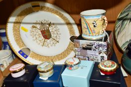 FIVE BOXED HALCYON DAYS ITEMS, to include 'Noahs Ark Mug' and four enamel boxes 'Peace on Earth', '