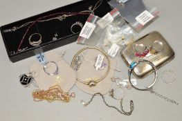 A SELECTION OF MAINLY SILVER AND WHITE METAL GEM JEWELLERY to include rings, necklaces, earrings,