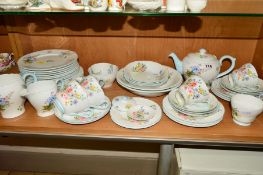 SHELLY 'WILD FLOWERS' TEA/DINNERWARES No13668, to include teapot (slight scratches inside and