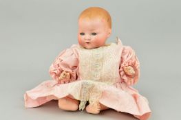AN ARMAND MARSEILLE BISQUE HEAD BABY DOLL, nape of neck marked 'A.M. Germany 351./3 1/2.K'