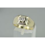 A SINGLE STONE DIAMOND RING, the brilliant cut diamond within a square four corner setting to the