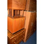 A MODERN TWO DOOR WARDROBE, a teak two door record cabinet, a Neil Morris for Morris of Glasgow,
