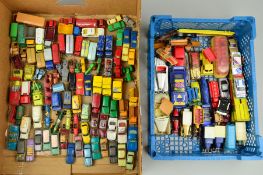 A QUANTITY OF UNBOXED AND ASSORTED PLAYWORN DIECAST AND PLASTIC VEHICLES, to include Matchbox Commer