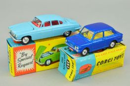 A BOXED CORGI TOYS JAGUAR MARK X SALOON CAR, No.238, pale blue body, red interior, complete with
