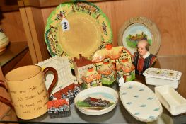 A GROUP OF W.H.GOSS AND CAULDON IVORINE, etc, to include a Famous Old English Cottages Plate, a twin