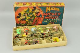 A BOXED SET OF MAZDA MICKEY MOUSE LIGHTS, by the British Thomson-Houston Co Ltd, c.1940's, set of