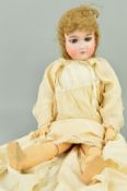 AN ARMAND MARSEILLE BISQUE HEAD DOLL, nape of neck marked '390 A9M', sleeping eyes, damage to lids