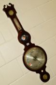 A GEORGIAN MAHOGANY BANJO BAROMETER, marked J Fattorini, York, height 106cm