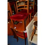 A G PLAN TEAK DROP LEAF DINING TABLE, four ladder back chairs and a matching sideboard with canted