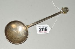 A WILLIAM HENRY CRESWICK SILVER FRUIT SPOON, Arts and Crafts influenced, floral and berry finial,