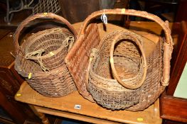 FIVE VARIOUS WICKER OCCASIONAL FURNITURE including baskets