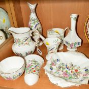 EIGHT PIECES OF AYNSLEY 'PEMBROKE' to include jug, vases, watering can, wall pocket etc (8)