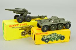 A BOXED FRENCH DINKY TOYS PANHARD EBR 75 FL11 ARMOURED CAR, No.80A, with a boxed Obusier ABS 155mm