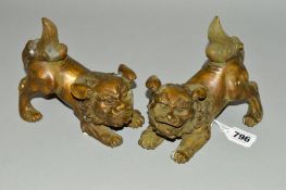 TWO CAST DOGS OF FO, length 16cm (2)