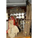 A SEED SOWER, wine rack, rodent trap and a quantity of pine banisters (4)