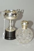 A GEORGE V SILVER TWIN HANDLED TROPHY CUP, inscription possibly erased, marks rubbed, Sheffield