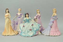 FIVE COALPORT AGE OF ELEGANCE FIGURES, 'Special Occasion', 'Summer Saunter', 'First Waltz' (