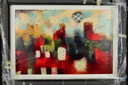 JOHN AND ELLI MILAN (AMERICAN CONTEMPORARY) 'ABSTRACT LANDS IV' a colourful composition with