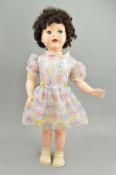 A 1950'S PEDIGREE PLASTIC WALKING DOLL, sleeping eyes (minor damage to lashes), open mouth showing