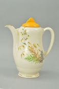 CLARICE CLIFF FOR ROYAL STAFFORDSHIRE CERAMICS, a coffee pot, with fern design, height 18cm