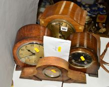 FOUR VARIOUS MANTLE CLOCKS (with 4 keys)