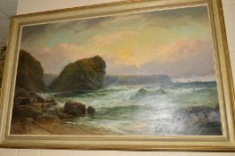 GEORGE HENRY JENKINS (1843-1914) 'Lions Head, The Lizard, Cornwall', a Cornish seascape, signed