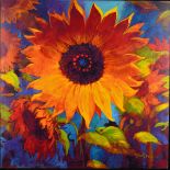 SIMON BULL (BRITISH 1958) 'DREAM CATCHER', a hand embellished limited edition print of sunflowers