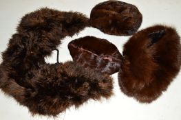 VARIOUS FUR HATS, FUR HEAD BAND ETC