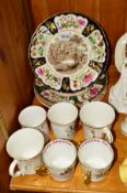 SIX MASONS CHRISTMAS PLATES 1975 TO 1980, together with six Royal commemorative mugs/loving cups (