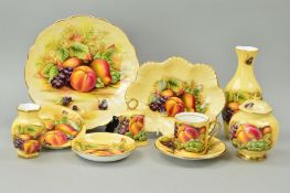 AYNSLEY 'ORCHARD GOLD' TRINKETS, etc, to include bell (seconds), two trinket dishes (one seconds),