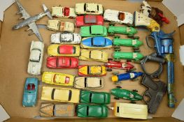 A QUANTITY OF UNBOXED AND ASSORTED PLAYWORN DIECAST VEHICLES, to include Dinky Toys Austin