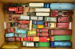 A QUANTITY OF UNBOXED AND ASSORTED PLAYWORN SPOT-ON, BUDGIE AND DINKY TOYS COMMERCIAL VEHICLES, to