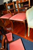 A SET OF FIVE MODERN MAHOGANY DINING CHAIRS