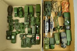 A QUANTITY OF UNBOXED AND ASSORTED DINKY & CORGI MILITARY VEHICLES, to include many early Dinky